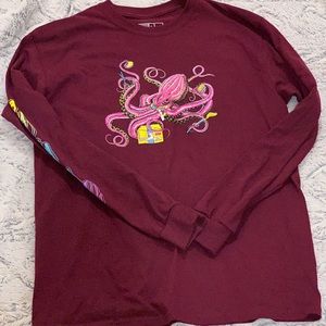 Men’s octopus burgundy long sleeve, new.